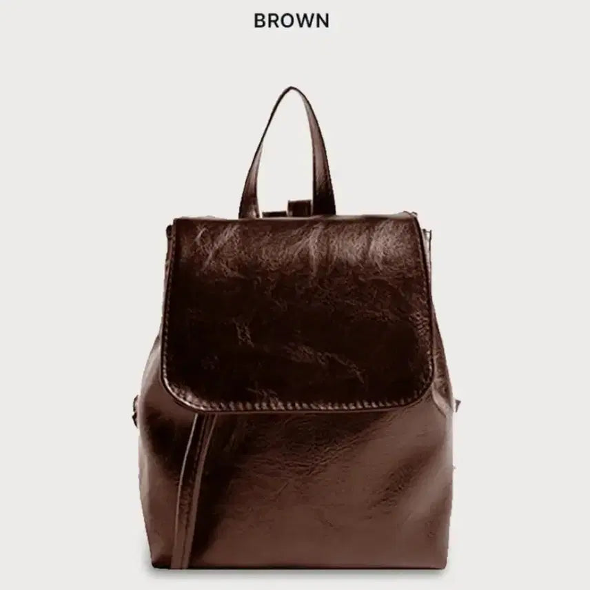 [BUNJANG] Ably Vintage Leather Backpack Brown / 에이블리 빈티지 레더백 백팩 브라운