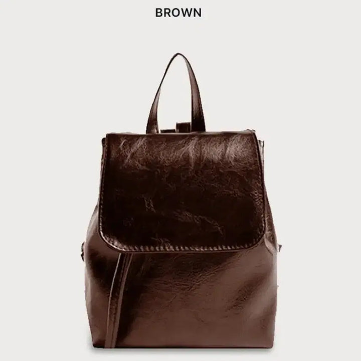 [BUNJANG] Ably Vintage Leather Backpack Brown / 에이블리 빈티지 레더백 백팩 브라운