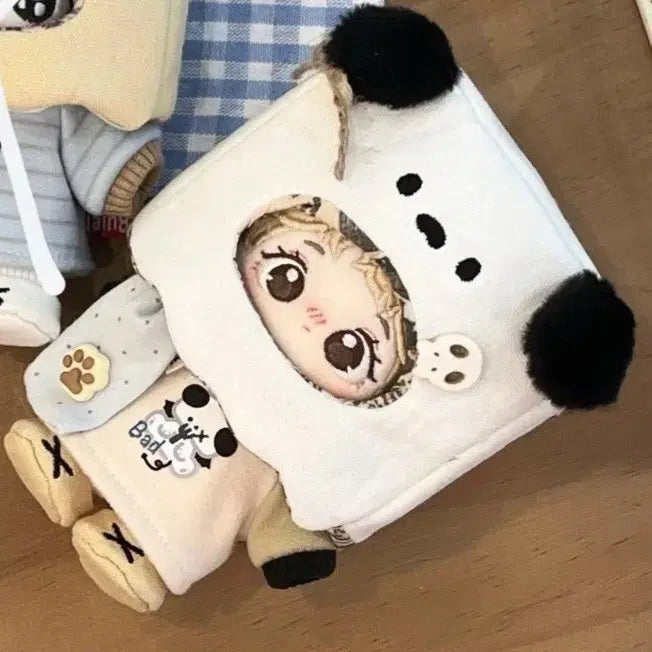 [BUNJANG] 10cm Blind Dog White Doll Outfit / 10cm 인형옷 복면강아지 흰색
