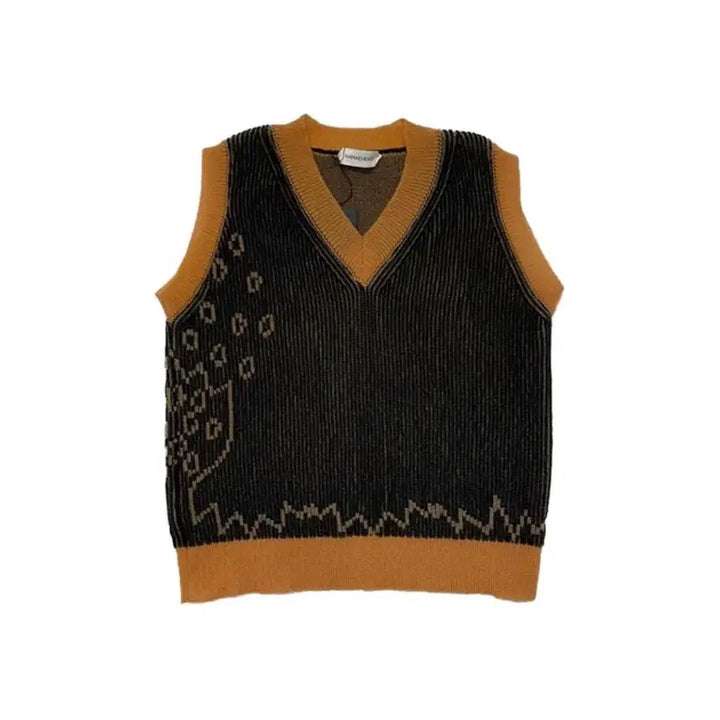[BUNJANG] Namacheko Crocus Intarsia Knit Vest / 21ss 나마체코 크로커스 인타르시아 니트 베스트