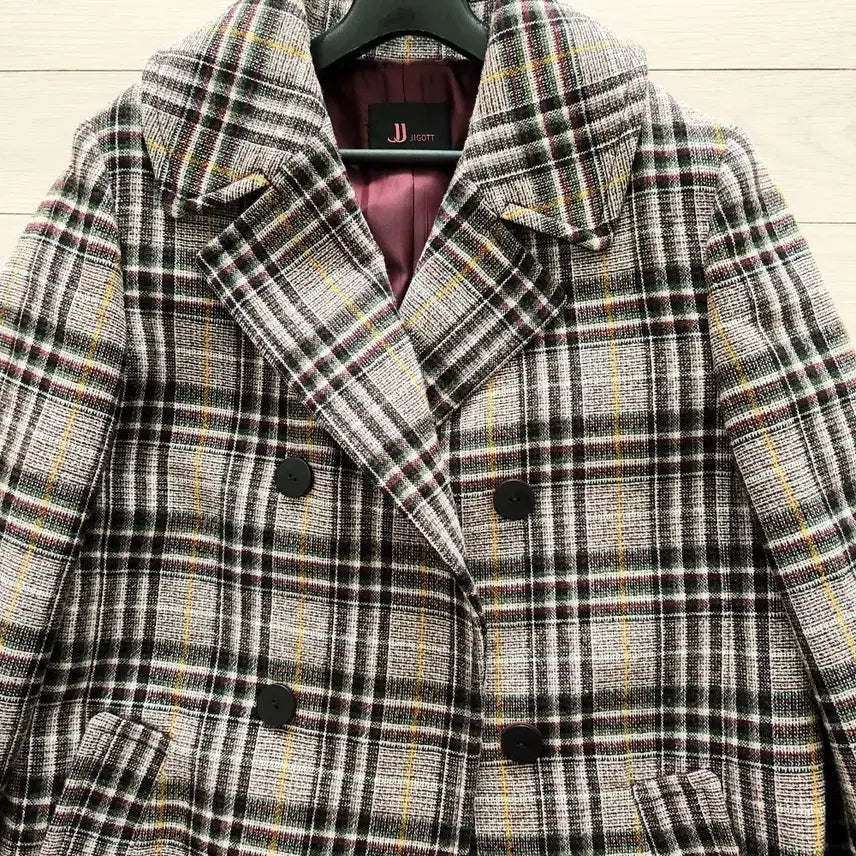 [BUNJANG] JIGOTT Checkered Long Coat / JIGOTT 체크 롱코트 (새상품급)