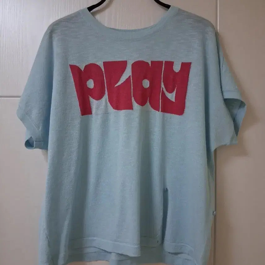 [BUNJANG] KKOOZ Blue Printed Knit T-shirt / 꾸즈 프린팅 니트 블루