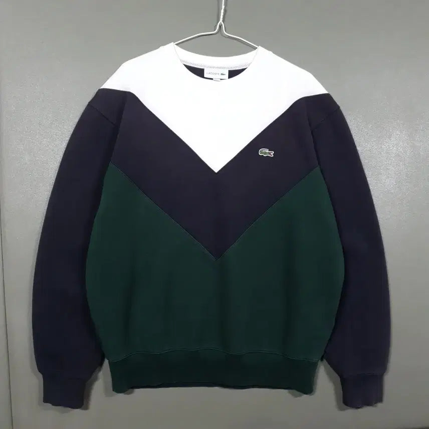 [BUNJANG] Lacoste V-Block Sweatshirt / 국내 100) 라코스테 신형 20FW 브이 컬러블럭 맨투맨 스웻셔츠