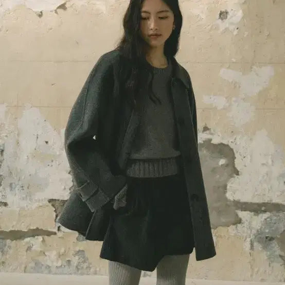 [BUNJANG] Ring Seoul Handmade Half Coat / 링서울 핸드메이드 하프코트 차콜 새상품