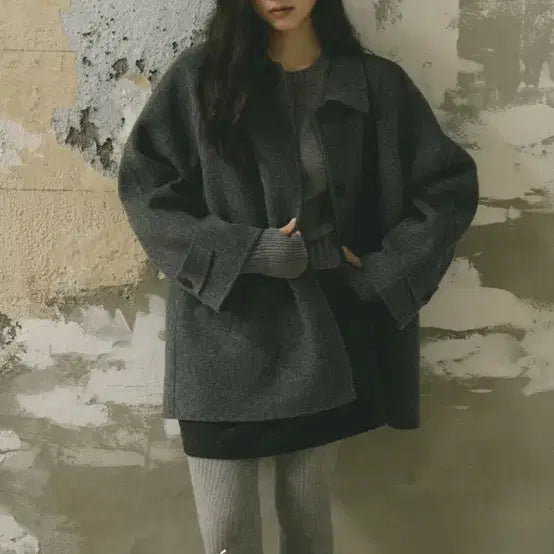 [BUNJANG] Ring Seoul Handmade Half Coat / 링서울 핸드메이드 하프코트 차콜 새상품