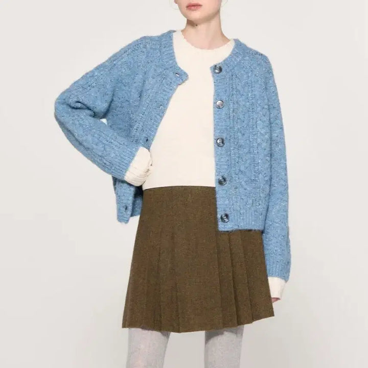 [BUNJANG] General Idea Wool Dust Cable Cardigan M / 제너럴아이디어 울 더스트 케이블 가디건 M