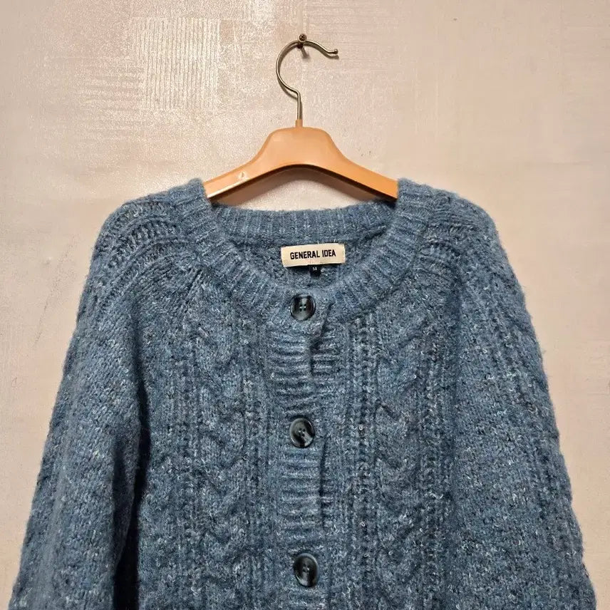 [BUNJANG] General Idea Wool Dust Cable Cardigan M / 제너럴아이디어 울 더스트 케이블 가디건 M