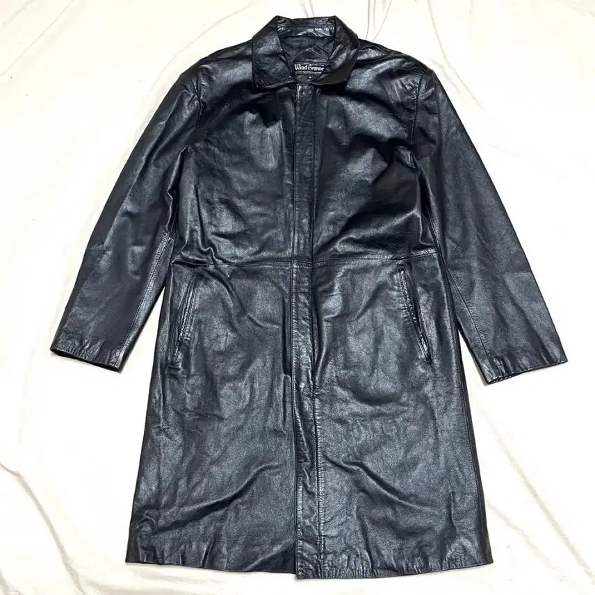 [BUNJANG] Black Leather Coat / 블랙 레더 코트