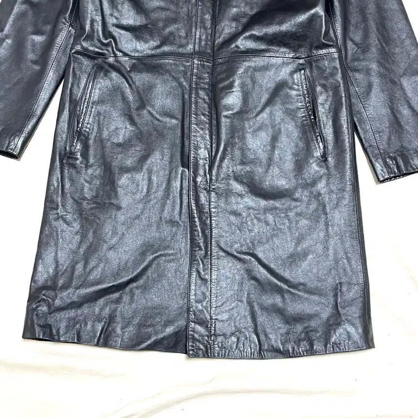 [BUNJANG] Black Leather Coat / 블랙 레더 코트