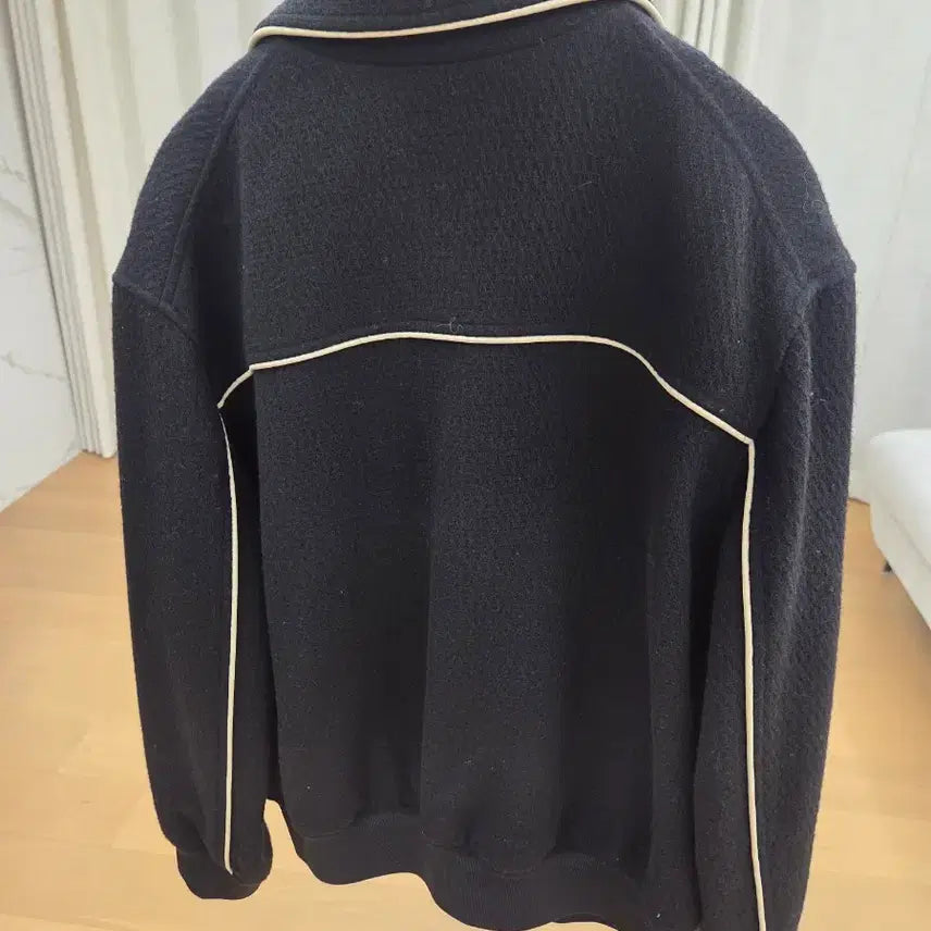[BUNJANG] IROMAN Leather Trim Varsity Jacket - Black / 이로맨 LEATHER 트리밍 바시티 자켓 s 블랙