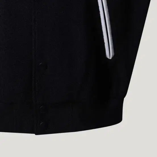 [BUNJANG] IROMAN Leather Trim Varsity Jacket - Black / 이로맨 LEATHER 트리밍 바시티 자켓 s 블랙