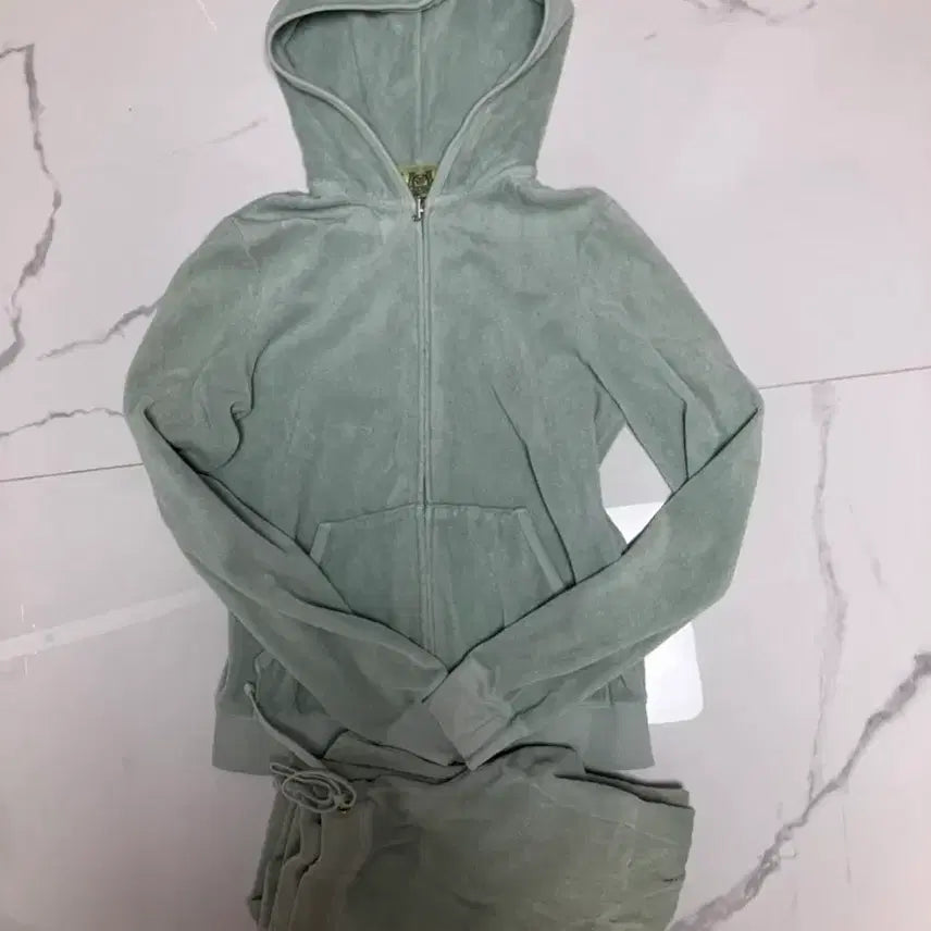 [BUNJANG] Juicy Couture Moss Green Terry Hooded Zip-up Set / 쥬시 꾸뛰르 모스 그린 테리 후드집업 세트
