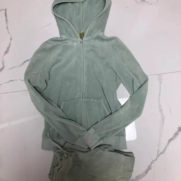 [BUNJANG] Juicy Couture Moss Green Terry Hooded Zip-up Set / 쥬시 꾸뛰르 모스 그린 테리 후드집업 세트