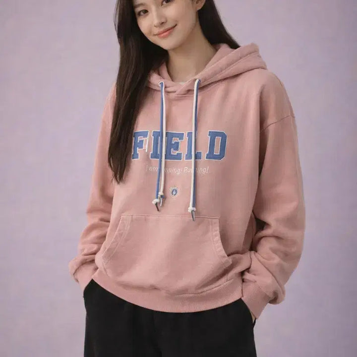 [BUNJANG] REGEN BOGEN Field Embroidered Hoodie (Pink) / [여자-90]레겐보겐 필드 자수 후드티