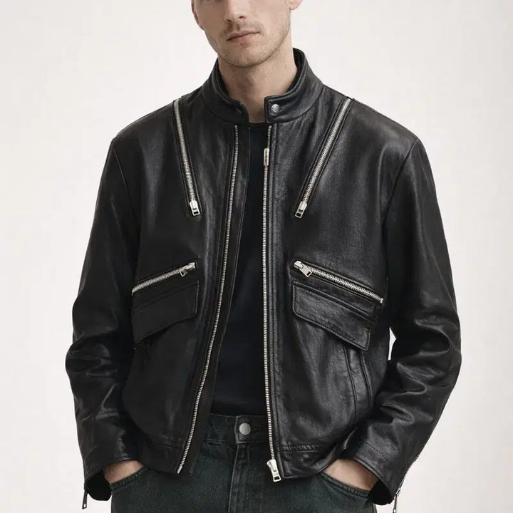 [BUNJANG] SYSTEM Leather Rider Jacket / [남자-100]시스템 천연 양가죽 레더 라이더 자켓