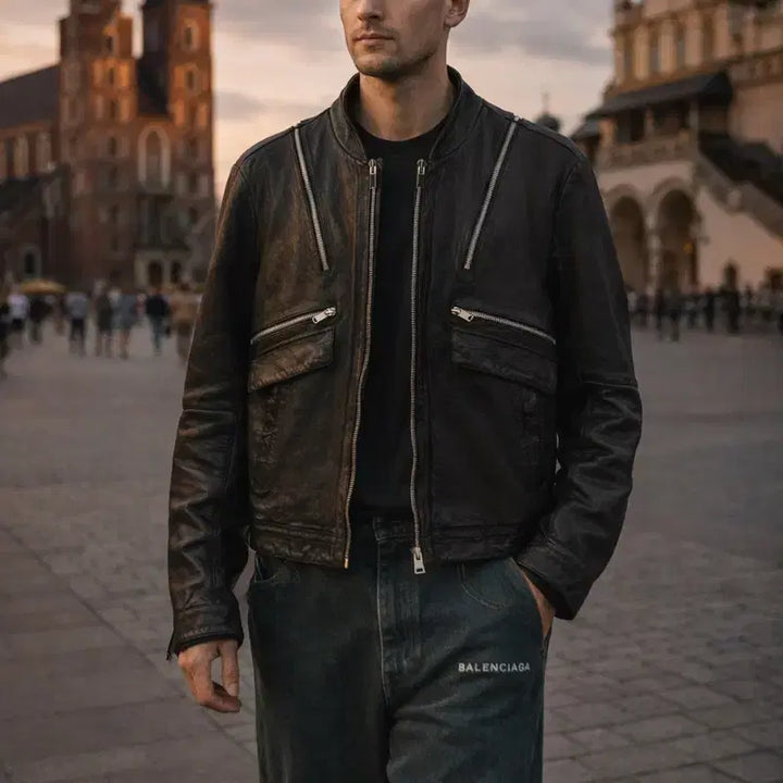 [BUNJANG] SYSTEM Leather Rider Jacket / [남자-100]시스템 천연 양가죽 레더 라이더 자켓