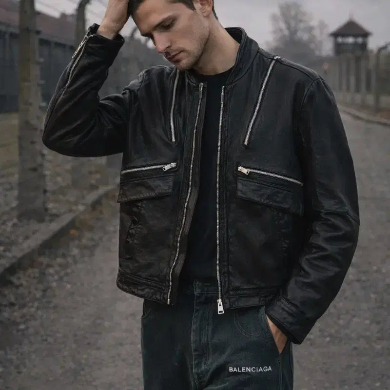 [BUNJANG] SYSTEM Leather Rider Jacket / [남자-100]시스템 천연 양가죽 레더 라이더 자켓