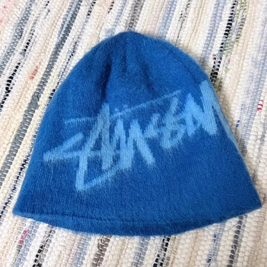 [BUNJANG] Stussy Brushed Out Stock Skullcap Beanie Blue / 스투시 브러쉬드 아웃 스탁 스컬캡 비니 블루