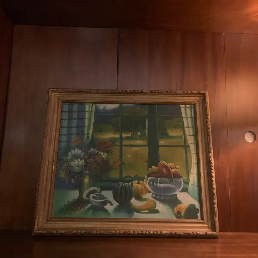 [BUNJANG] Antique Still Life Oil Painting / 엔틱 정물 유화 작품 (고화 원목 액자)