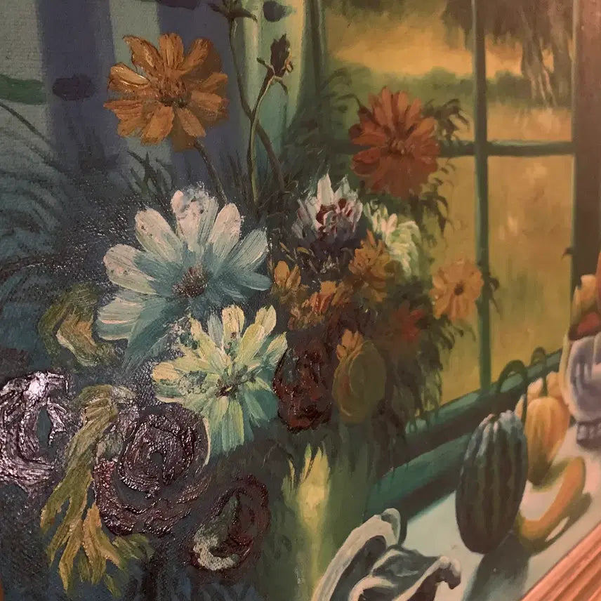 [BUNJANG] Antique Still Life Oil Painting / 엔틱 정물 유화 작품 (고화 원목 액자)