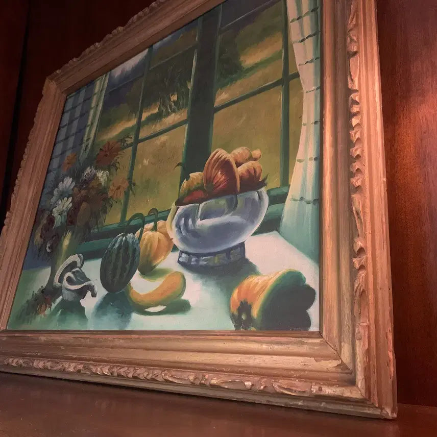 [BUNJANG] Antique Still Life Oil Painting / 엔틱 정물 유화 작품 (고화 원목 액자)