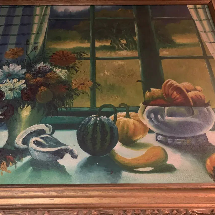 [BUNJANG] Antique Still Life Oil Painting / 엔틱 정물 유화 작품 (고화 원목 액자)