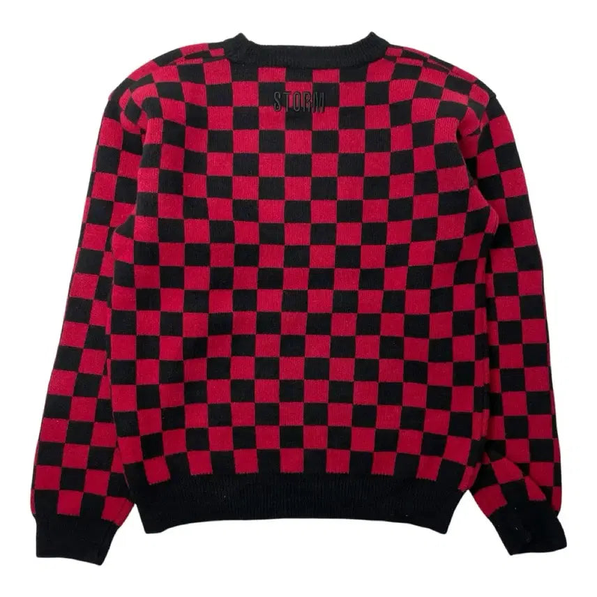 [BUNJANG] STORM LONDON Checkered Knit Sweater Red/Black L / 스톰런던 체크 패턴 니트 스웨터 레드/블랙 L