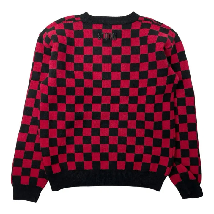 [BUNJANG] STORM LONDON Checkered Knit Sweater Red/Black L / 스톰런던 체크 패턴 니트 스웨터 레드/블랙 L
