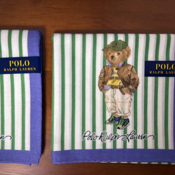 [BUNJANG] Polo Ralph Lauren Striped Handkerchief Bear Cotton / 폴로 랄프로렌 스트라이프 손수건 베어