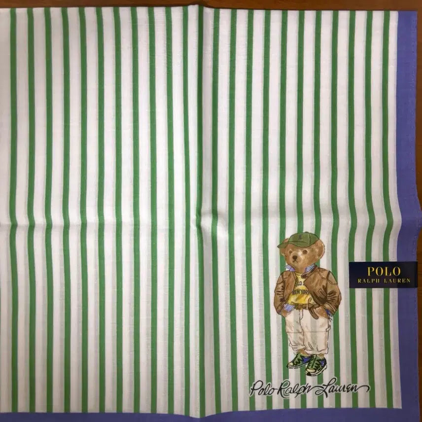 [BUNJANG] Polo Ralph Lauren Striped Handkerchief Bear Cotton / 폴로 랄프로렌 스트라이프 손수건 베어