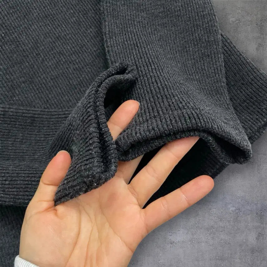 [BUNJANG] Matin Kim Charcoal High-Neck Raglan Half-Zip Knit / 마뗑킴 Matin Kim 차콜 하이넥 래글런 하프집업 니트