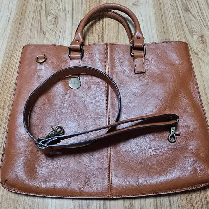 [BUNJANG] Unisex Leather Crossbody Briefcase / (남녀공용) 천연가죽 크로스 서류가방