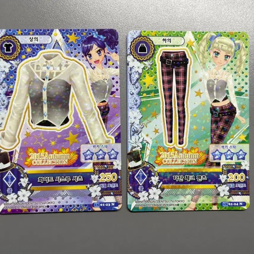 [BUNJANG] Aikatsu Marin/Yuri White See-through Shirt/Tartan Check Pants Photocard / 아이엠스타 아이카츠 마린/유리 화이트시스루셔츠/타탄체크팬츠 조각카드판매
