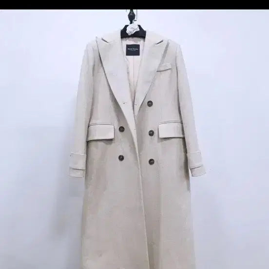 [BUNJANG] Marithe Francois Girbaud Herringbone Long Padded Double Coat / 마리마켓 헤링본 롱 패딩 더블코트