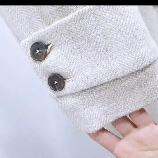 [BUNJANG] Marithe Francois Girbaud Herringbone Long Padded Double Coat / 마리마켓 헤링본 롱 패딩 더블코트