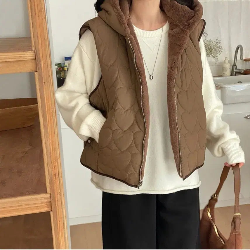 [BUNJANG] Reversible Mink Quilted Vest (88-99) / 새상품 빅사이즈 리버시블 밍크 누빔조끼(88-99)