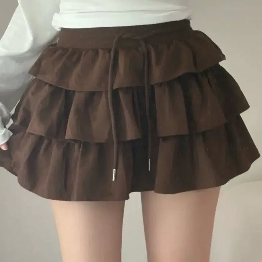 [BUNJANG] Suede Flared Skirt - Brown / 스웨이드 캉캉 스커트 브라운