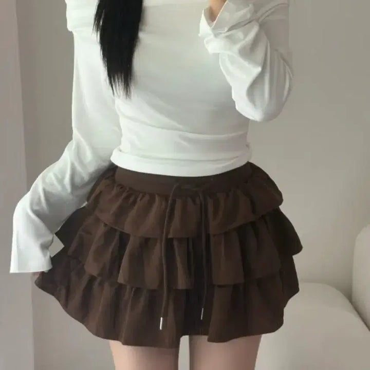 [BUNJANG] Suede Flared Skirt - Brown / 스웨이드 캉캉 스커트 브라운