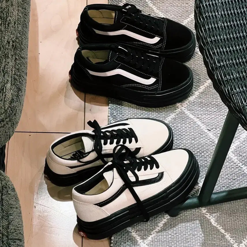 [BUNJANG] Vans Old Skool Black Sole Platform Shoes / 반스 올드스쿨 블랙솔 플랫폼 225mm