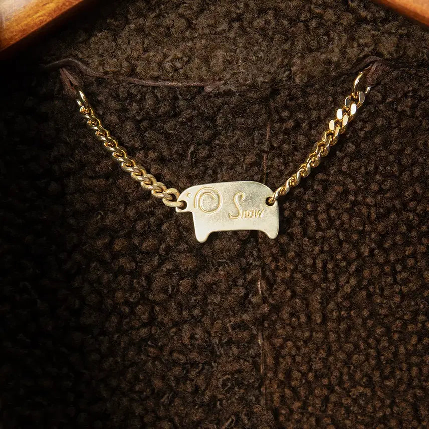 [BUNJANG] Snow Leather Shearling Car Coat / [100] 80s~ Snow Leather 슬링크스킨 시어링 카코트