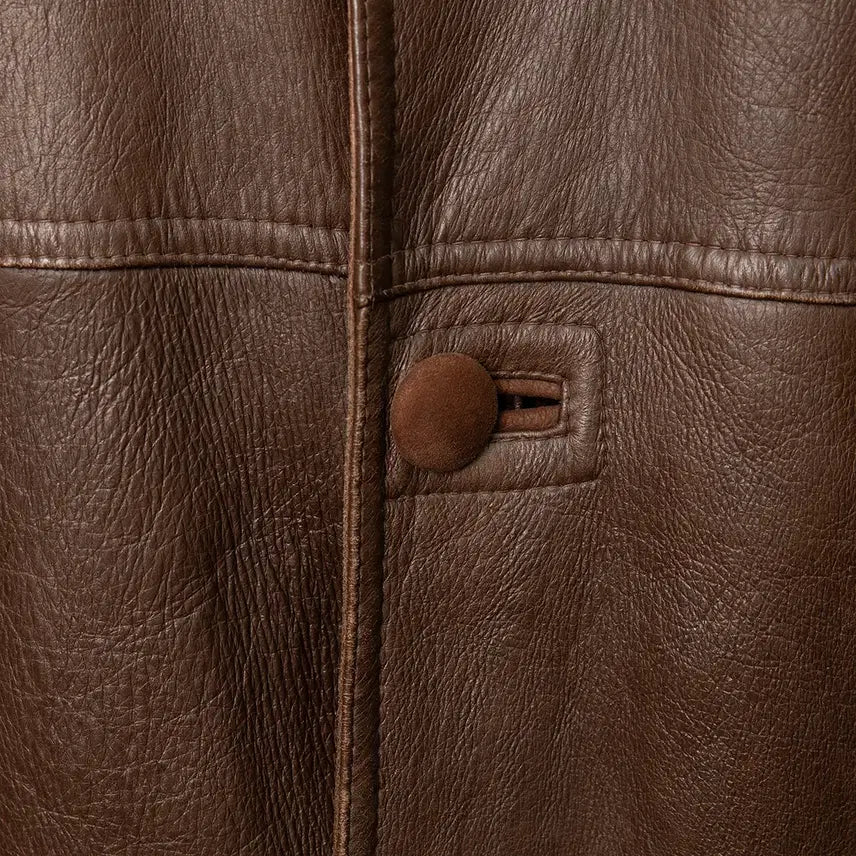 [BUNJANG] Snow Leather Shearling Car Coat / [100] 80s~ Snow Leather 슬링크스킨 시어링 카코트