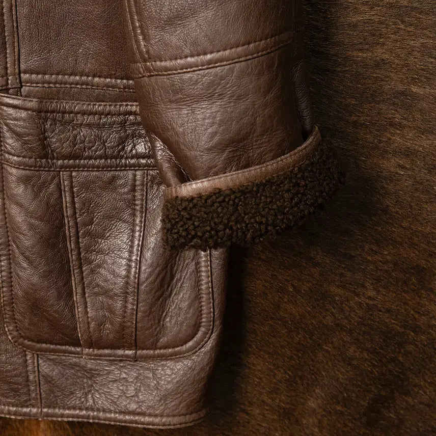 [BUNJANG] Snow Leather Shearling Car Coat / [100] 80s~ Snow Leather 슬링크스킨 시어링 카코트