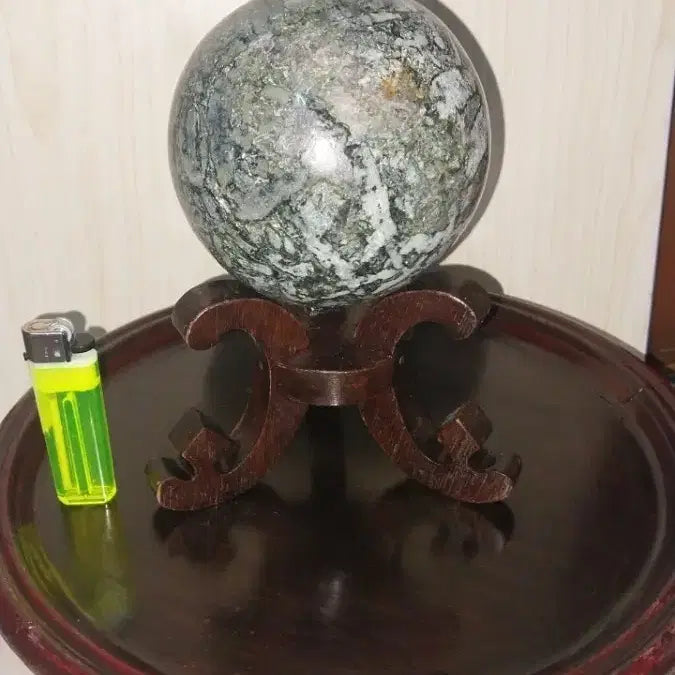 [BUNJANG] Natural Stone Bead Ornament with Wooden Base / 원석 구슬 장식 + 나무 받침대