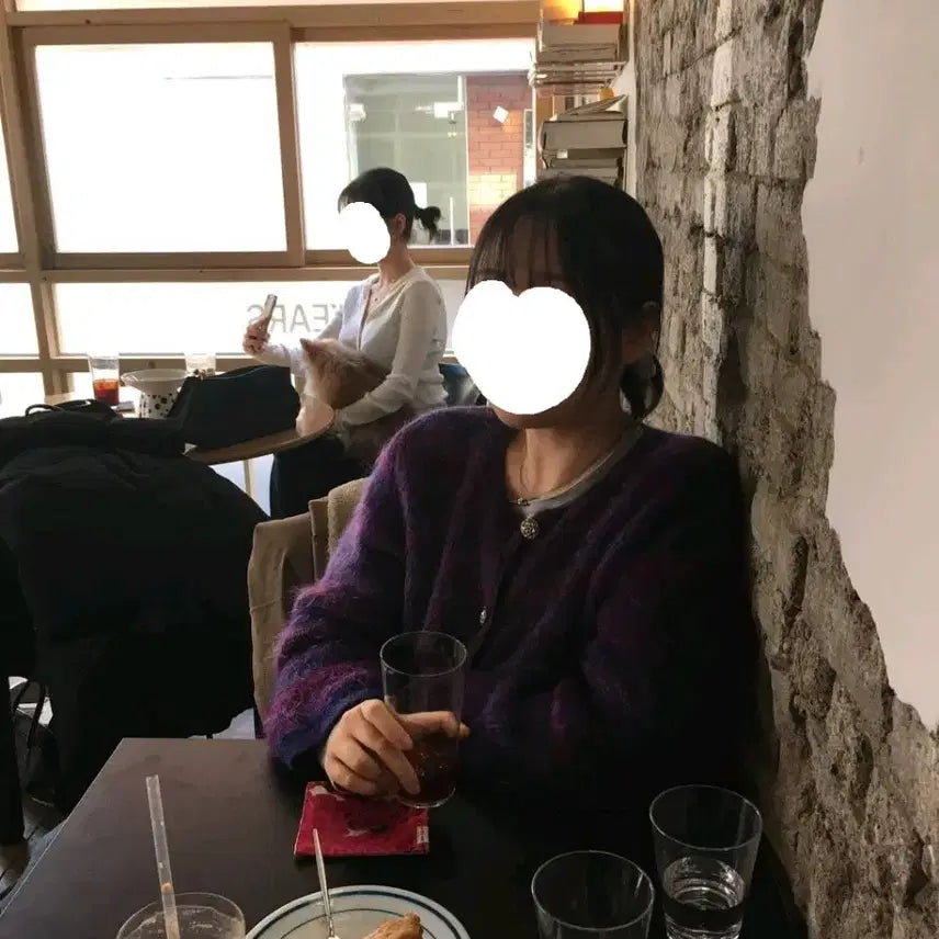 [SOLD OUT] 일본빈티지 울80 스트라이프 퍼플블루 니트 가디건 보헤미안 에스닉 백예린