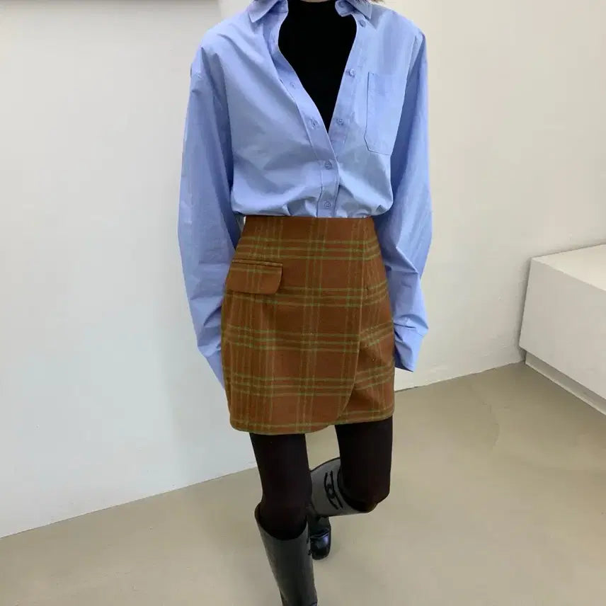 [BUNJANG] Double Standard Check Wool Mini Skirt / [더블스탠다드-도매택] 체크 울 스커트