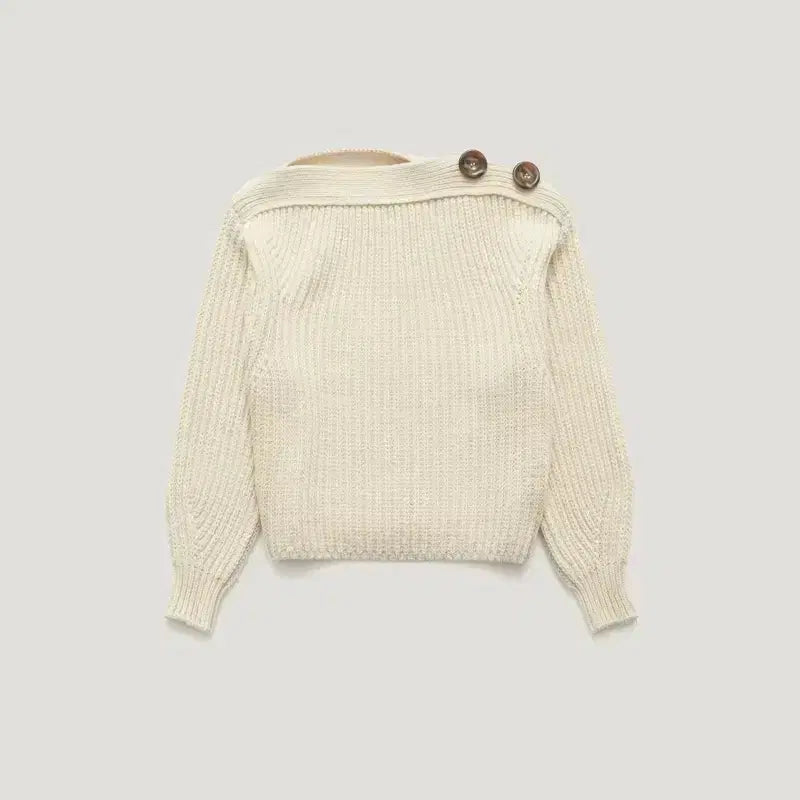 [BUNJANG] Parabang Button Off-Shoulder Knit / 파르벵 버튼 오프숄더 니트 판매해요