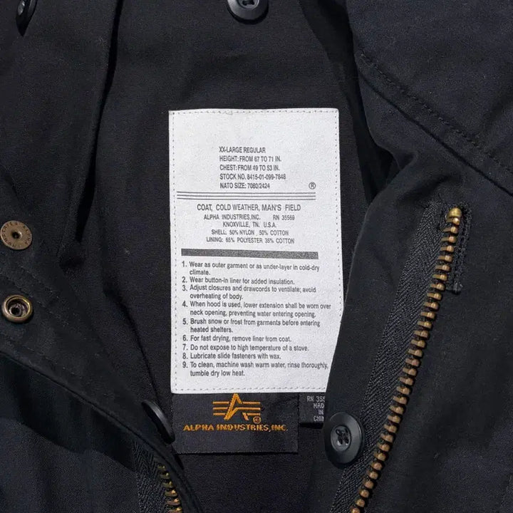 [BUNJANG] Alpha Industries M65 Field Jacket Black XXL-Regular / 알파인더스트리 M65 필드자켓 블랙 XXL-레귤러