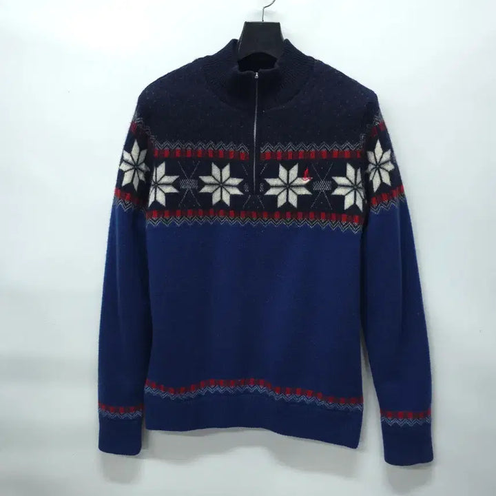 [BUNJANG] Beanpole Nordic Pattern Windproof Wool Knit Sweater / 빈폴 노르딕 패턴 반집업 방풍 울 니트 (95)