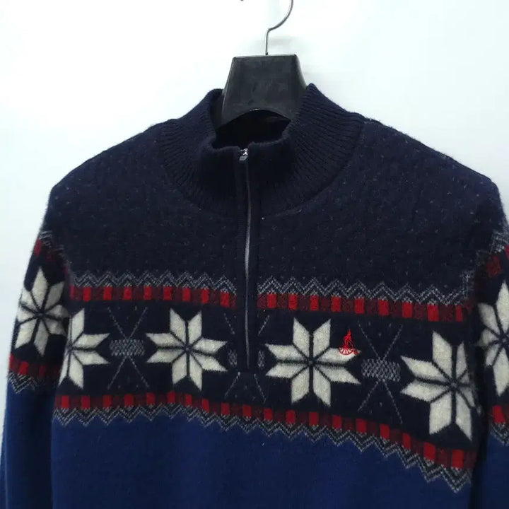 [BUNJANG] Beanpole Nordic Pattern Windproof Wool Knit Sweater / 빈폴 노르딕 패턴 반집업 방풍 울 니트 (95)