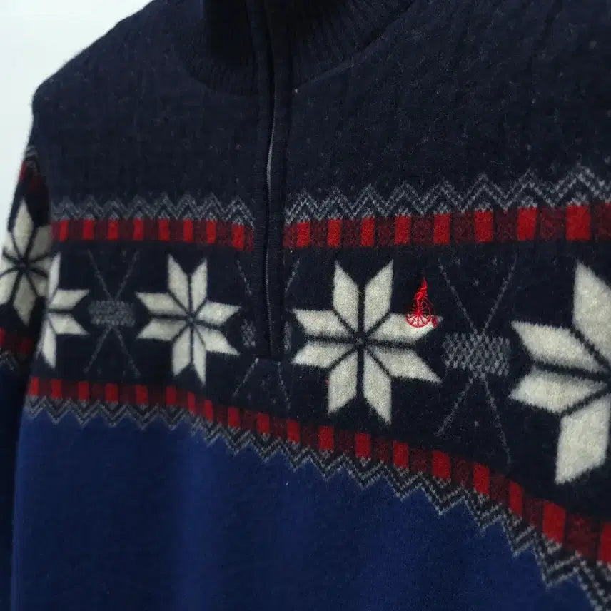 [BUNJANG] Beanpole Nordic Pattern Windproof Wool Knit Sweater / 빈폴 노르딕 패턴 반집업 방풍 울 니트 (95)